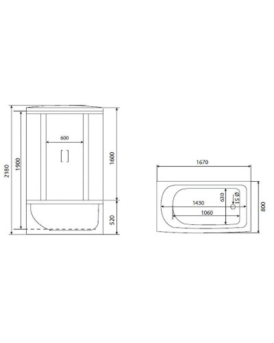 Душевой бокс Timo Eco 168х80 TE-0770 с гидромассажем