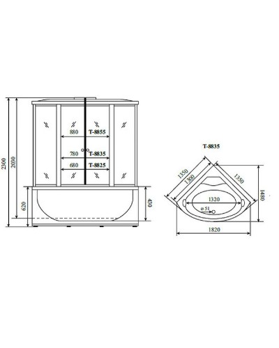 Душевой бокс Timo Comfort 135x135 T-8835C с гидромассажем