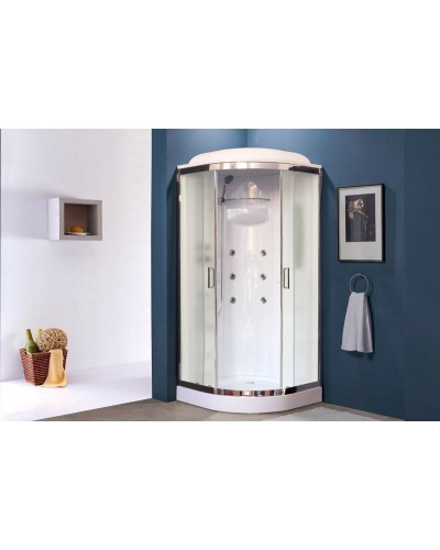 Душевая кабина Royal Bath НК RB90HK2-M-CH 90x90 с гидромассажем стекло матовое задняя стенка Белая