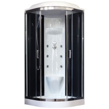 Душевая кабина Royal Bath НК 90x90 RB90HK7-BT-CH с гидромассажем стекло прозрачное задняя стенка Черная