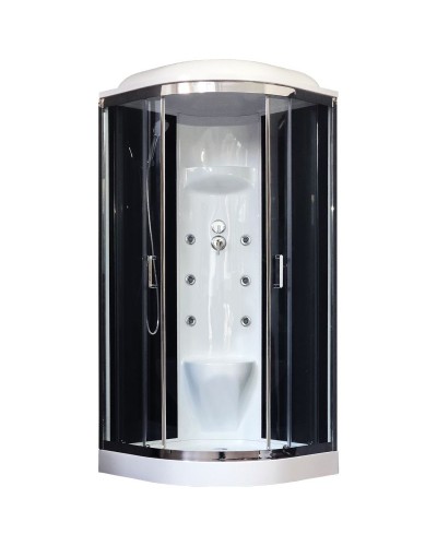Душевая кабина Royal Bath НК 90x90 RB90HK7-BT-CH с гидромассажем стекло прозрачное задняя стенка Черная