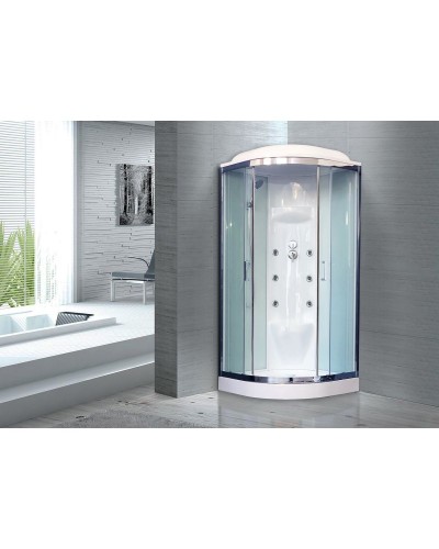 Душевая кабина Royal Bath НК 100x100 RB100HK7-WT-CH с гидромассажем стекло прозрачное задняя стенка Белая
