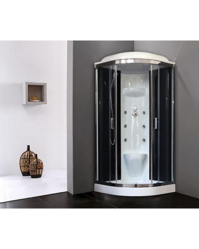 Душевая кабина Royal Bath НК 100x100 RB100HK7-BT-CH с гидромассажем стекло прозрачное задняя стенка Черная