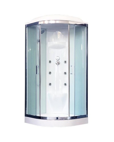 Душевая кабина Royal Bath НК 90x90 RB90HK7-WT-CH с гидромассажем стекло прозрачное задние стенки Белые
