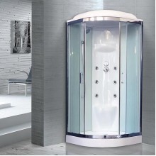 Душевая кабина Royal Bath НК 90x90 RB90HK7-WT-CH с гидромассажем стекло прозрачное задние стенки Белые