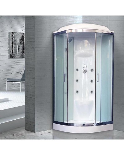 Душевая кабина Royal Bath НК 90x90 RB90HK7-WT-CH с гидромассажем стекло прозрачное задние стенки Белые