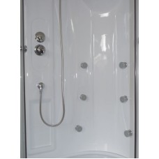 Душевая кабина Royal Bath ВК 90x90 RB90BK2-T-CH с гидромассажем стекло прозрачное задняя стенка Белая