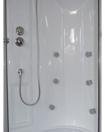 Душевая кабина Royal Bath ВК 90x90 RB90BK2-T-CH с гидромассажем стекло прозрачное задняя стенка Белая