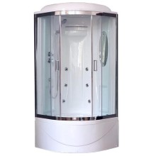 Душевая кабина Royal Bath ВК 90x90 RB90BK2-T-CH с гидромассажем стекло прозрачное задняя стенка Белая