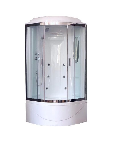 Душевая кабина Royal Bath ВК 90x90 RB90BK2-T-CH с гидромассажем стекло прозрачное задняя стенка Белая