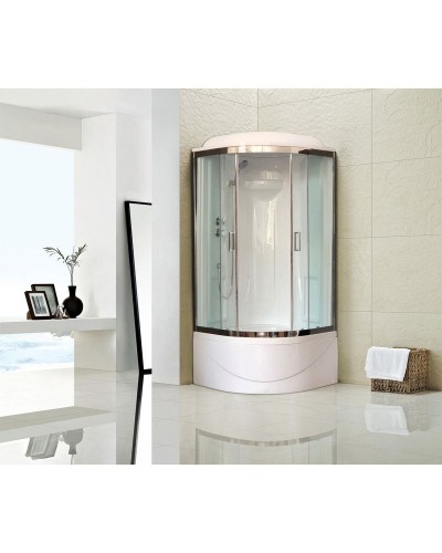 Душевая кабина Royal Bath ВК 90x90 RB90BK1-T-CH стекло прозрачное задние стенки Белые