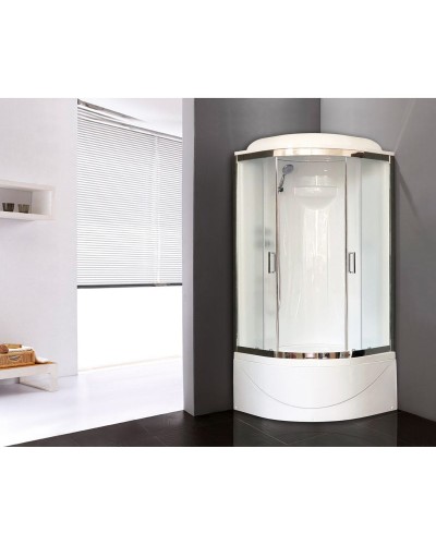 Душевая кабина Royal Bath ВК 90x90 RB90BK1-M-CH стекло матовое задние стенки Белые