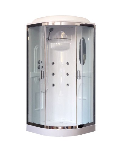 Душевая кабина Royal Bath НК RB90HK2-T-CH 90x90 с гидромассажем профиль Хром задняя стенка Белая