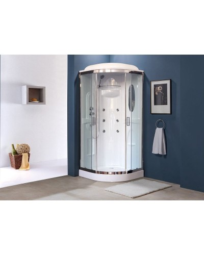 Душевая кабина Royal Bath НК RB90HK2-T-CH 90x90 с гидромассажем профиль Хром задняя стенка Белая
