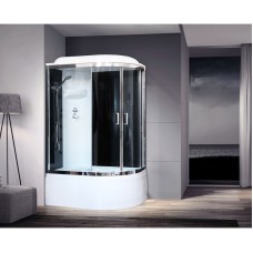 Душевая кабина Royal Bath ВК 120x80 RB8120BK6-BT-CH-L стекло прозрачное задние стенки Черные