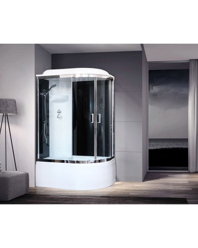 Душевая кабина Royal Bath ВК 120x80 RB8120BK6-BT-CH-L стекло прозрачное задние стенки Черные