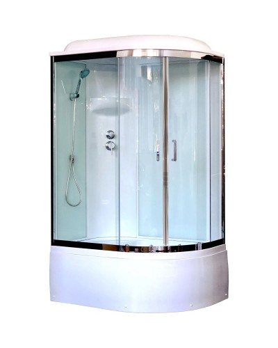 Душевая кабина Royal Bath ВК 120x80 RB8120BK6-WT-CH-L стекло прозрачное задние стенки Белые