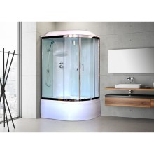 Душевая кабина Royal Bath ВК 120x80 RB8120BK6-WT-CH-L стекло прозрачное задние стенки Белые