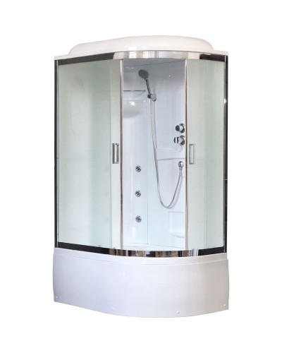 Душевая кабина Royal Bath ВК 120x80 RB8120BK2-M-CH-L с гидромассажем стекло матовое задние стенки Белые