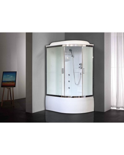 Душевая кабина Royal Bath ВК 120x80 RB8120BK2-M-CH-L с гидромассажем стекло матовое задние стенки Белые
