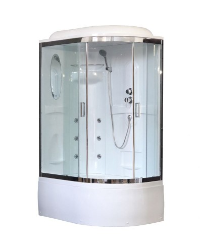 Душевая кабина Royal Bath ВК 120x80 RB8120BK2-T-CH-L с гидромассажем стекло прозрачное задние стенки Белые
