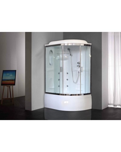 Душевая кабина Royal Bath ВК 120x80 RB8120BK2-T-CH-L с гидромассажем стекло прозрачное задние стенки Белые