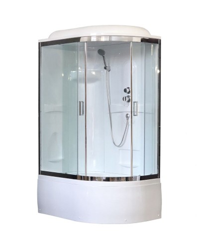 Душевая кабина Royal Bath ВК 120x80 RB8120BK1-T-CH-L стекло прозрачное задние стенки Белые