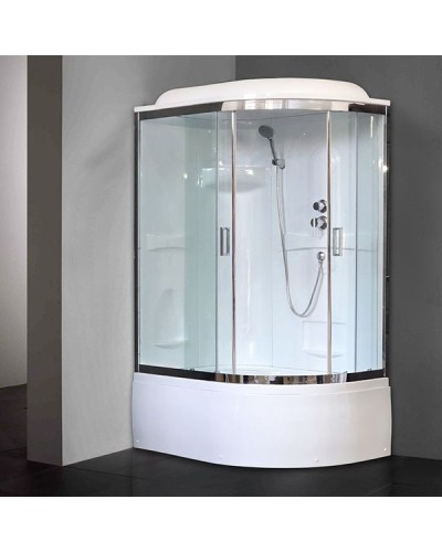 Душевая кабина Royal Bath ВК 120x80 RB8120BK1-T-CH-L стекло прозрачное задние стенки Белые