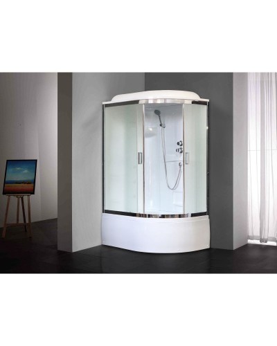 Душевая кабина Royal Bath ВК 120x80 RB8120BK1-M-CH-L стекло матовое задние стенки Белые
