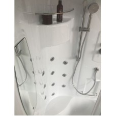 Душевая кабина Royal Bath NRW 90x90 RB90NRW-T-CH с гидромассажем стекло прозрачное задняя стенка Белая