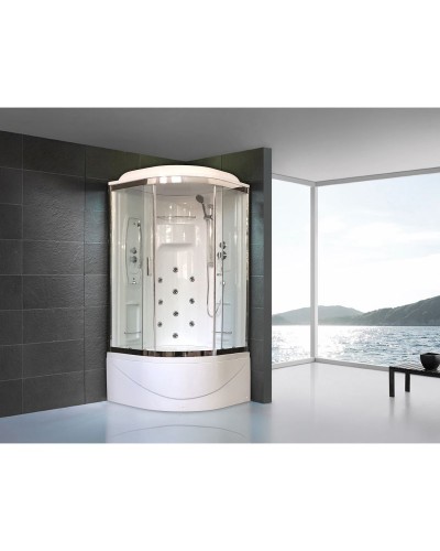 Душевая кабина Royal Bath NRW 90x90 RB90NRW-T-CH с гидромассажем стекло прозрачное задняя стенка Белая