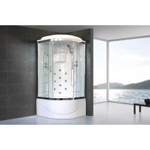 Душевая кабина Royal Bath NRW 100x100 RB100NRW-T-CH с гидромассажем стекло прозрачное задняя стенка Белая