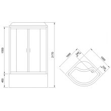 Душевая кабина Royal Bath NRW 100x100 RB100NRW-T-CH с гидромассажем стекло прозрачное задняя стенка Белая