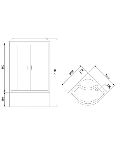 Душевая кабина Royal Bath NRW 100x100 RB100NRW-T-CH с гидромассажем стекло прозрачное задняя стенка Белая