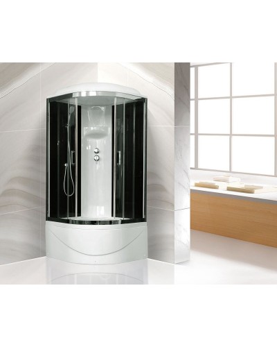 Душевая кабина Royal Bath ВК 100x100 RB100BK6-BT-CH стекло прозрачное задняя стенка Черная