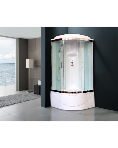 Душевая кабина Royal Bath ВК 90x90 RB90BK6-WT-CH стекло прозрачное задняя стенка Белая