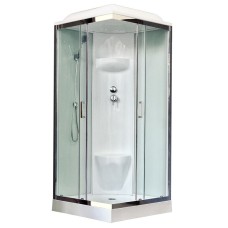 Душевая кабина Royal Bath HP 80х80 RB80HP6-WT-CH стекло прозрачное задняя стенка Белая