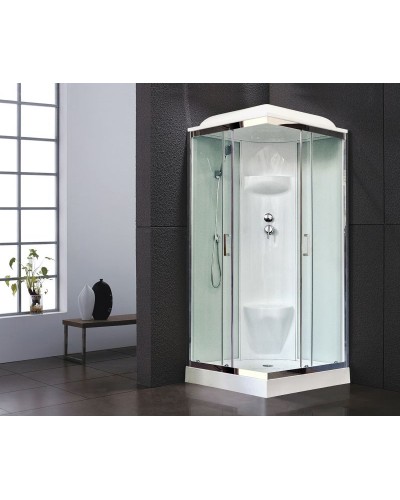 Душевая кабина Royal Bath HP 80х80 RB80HP6-WT-CH стекло прозрачное задняя стенка Белая