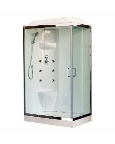 Душевая кабина Royal Bath HP 120х80 RB8120HP6-WT-CH-L стекло прозрачное задняя стенка Белая