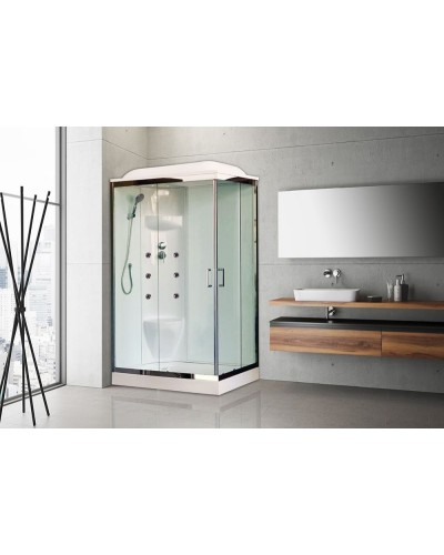 Душевая кабина Royal Bath HP 120х80 RB8120HP6-WT-CH-L стекло прозрачное задняя стенка Белая