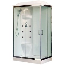 Душевая кабина Royal Bath HP 120х80 RB8120HP7-WT-CH-L с гидромассажем стекло прозрачное задняя стенка Белая