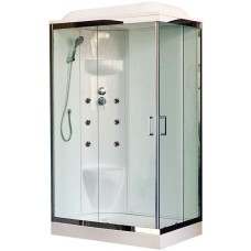 Душевая кабина Royal Bath HP 120х80 RB8120HP7-WT-CH-L с гидромассажем стекло прозрачное задняя стенка Белая