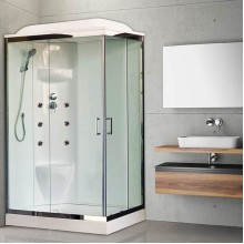 Душевая кабина Royal Bath HP 120х80 RB8120HP7-WT-CH-L с гидромассажем стекло прозрачное задняя стенка Белая