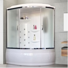 Душевой бокс Royal Bath ALP 170х100 RB170ALP-C-CH-L с гидромассажем стекло матовое задняя стенка Белая