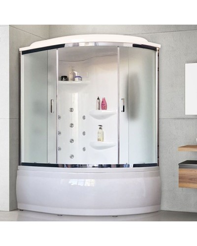 Душевой бокс Royal Bath ALP 170х100 RB170ALP-C-CH-L с гидромассажем стекло матовое задняя стенка Белая