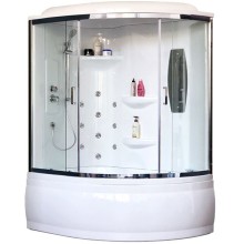 Душевой бокс Royal Bath ALP 170x100 RB170ALP-T-CH-L с гидромассажем стекло прозрачное задняя стенка Белая