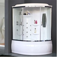 Душевой бокс Royal Bath ALP 170x100 RB170ALP-T-CH-L с гидромассажем стекло прозрачное задняя стенка Белая