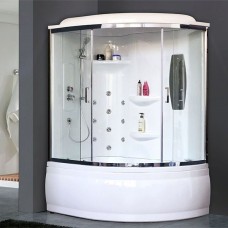 Душевой бокс Royal Bath ALP 170x100 RB170ALP-T-CH-L с гидромассажем стекло прозрачное задняя стенка Белая