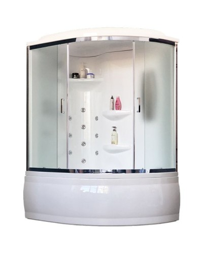 Душевой бокс Royal Bath ALP 150х100 RB150ALP-C-CH-L с гидромассажем стекло матовое задняя стенка Белая