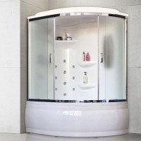 Душевой бокс Royal Bath ALP 150х100 RB150ALP-C-CH-L с гидромассажем стекло матовое задняя стенка Белая